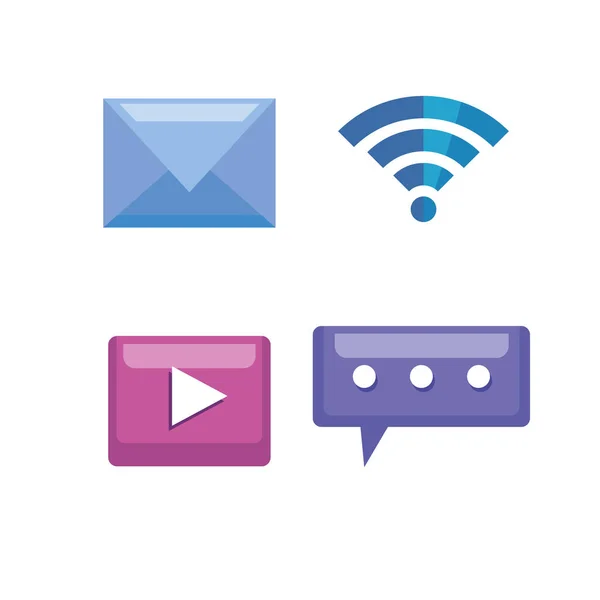 Kommunikation mobile Symbole und soziales Netzwerk — Stockvektor