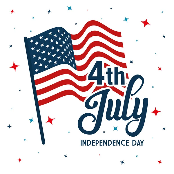 4 de julio feliz día de la independencia con decoración de la bandera — Archivo Imágenes Vectoriales