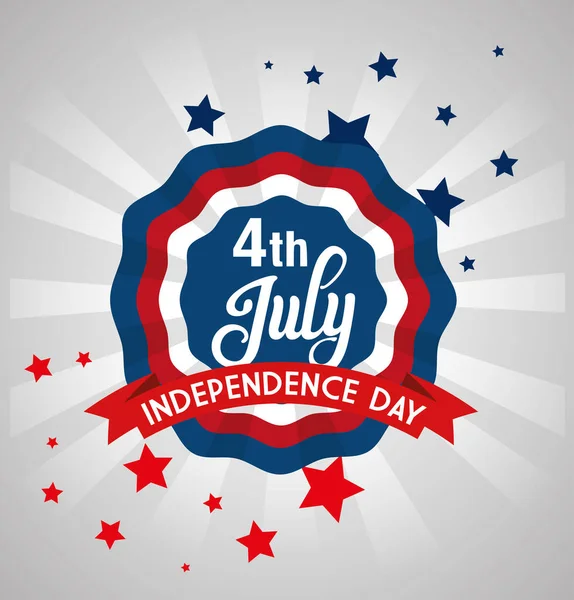 4 de julho feliz independência dia rendas emblema —  Vetores de Stock