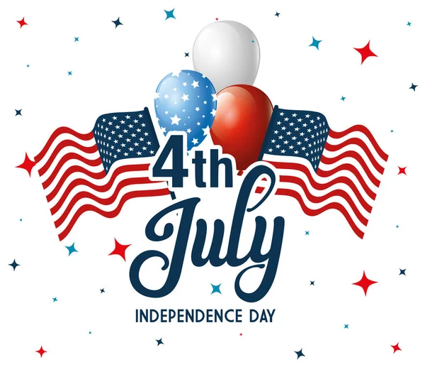 4 of july happy independence day with flag and balloons helium — Stock Vector