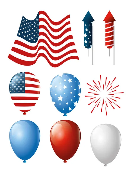 Bundle of independence usa icons — Stock Vector