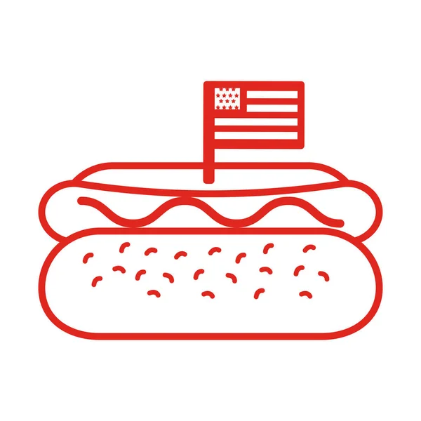 Νόστιμο sandwish με usa σημαία γραμμή στυλ — Διανυσματικό Αρχείο