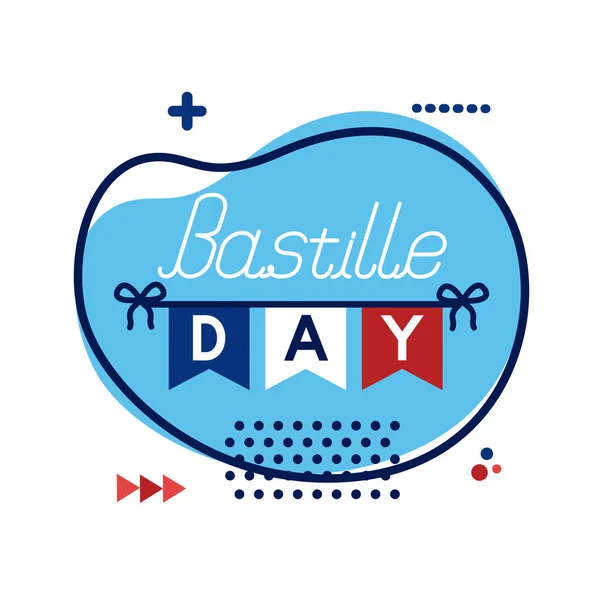 Bastille day lettering flat style — Stock Vector