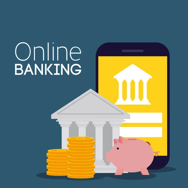Bank online-teknik med smartphone — Stock vektor