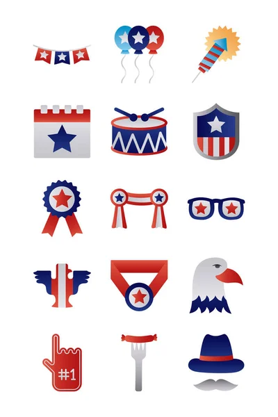 Bundle of usa set icons — 스톡 벡터