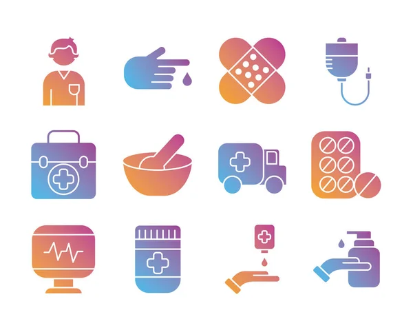 Conjunto de iconos de conjunto de salud — Vector de stock