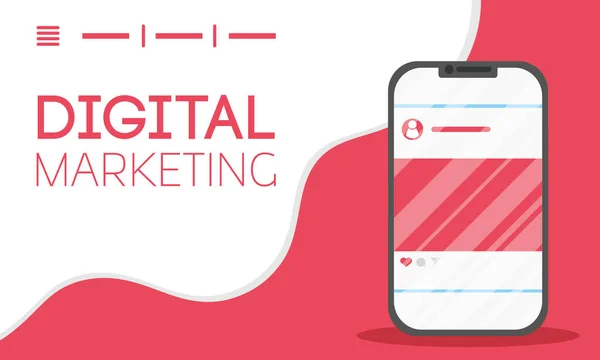 Digital marketing tech with smartphone — Stock Vector