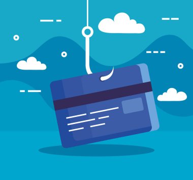 Veri hırsızlığı çevrimiçi dolandırıcılık kavramı, kredi kartı kancası ile