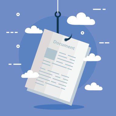 data phishing online hack dolandırıcılık kavramı, belge kancası ile