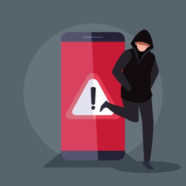 Akıllı telefon aygıtı simgesine sahip hacker