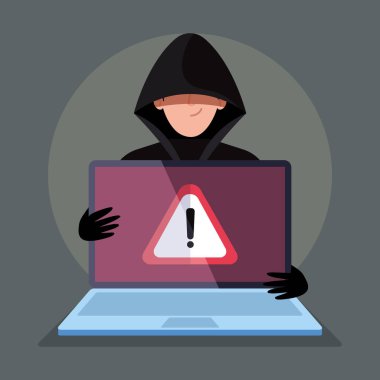 Dizüstü bilgisayar simgesine sahip hacker