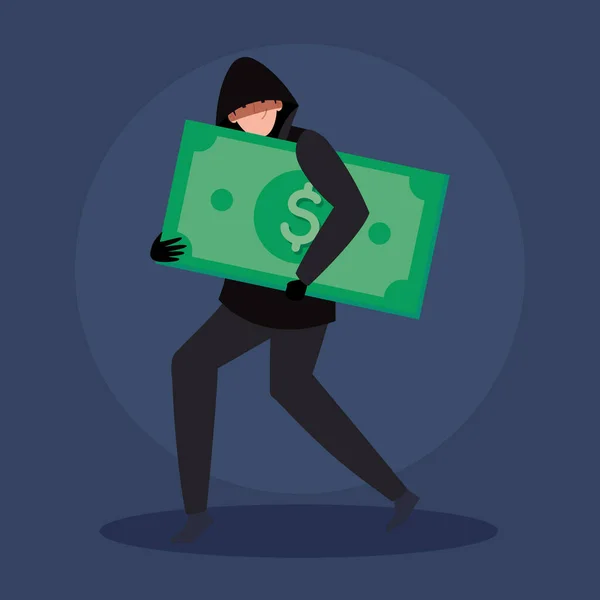 Hacker con el icono de dinero factura — Archivo Imágenes Vectoriales