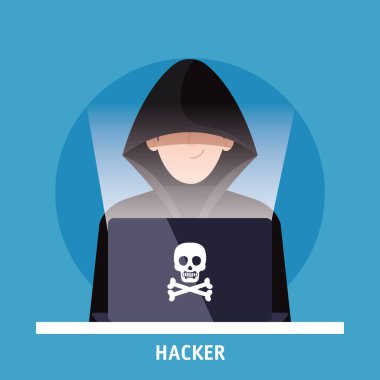 Dizüstü bilgisayar simgesine sahip hacker