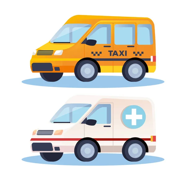 Véhicules de transport par ambulance et taxi — Image vectorielle