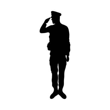 officer military figure silhouette icon clipart