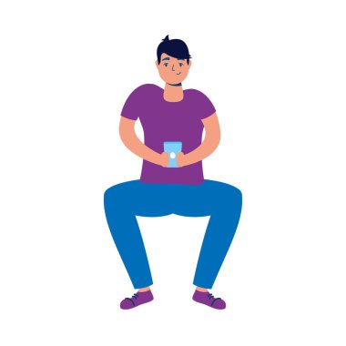 Akıllı telefon kullanan genç bir adam.