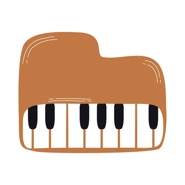 Piano línea de instrumentos musicales e icono de estilo de relleno — Vector de stock