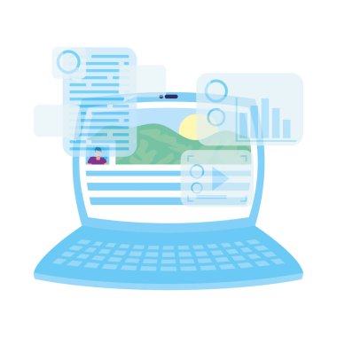 peyzaj görüntüsü ve sosyal medya içeren dizüstü bilgisayar