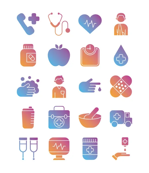 Paquet d'icônes ensemble de santé — Image vectorielle