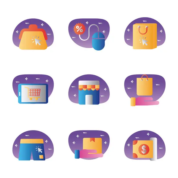 Paquete de iconos de conjunto comerciales — Vector de stock