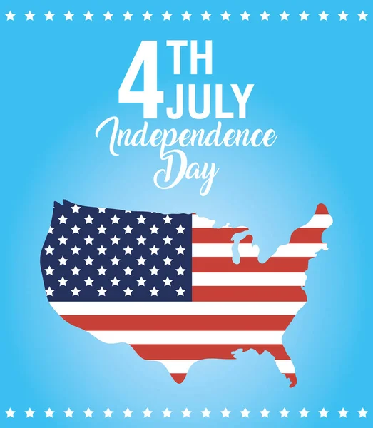 USA Den nezávislosti s vlajkou v mapě — Stockový vektor