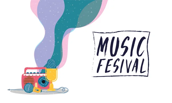 Musique festival animation invitation affiche — Image vectorielle