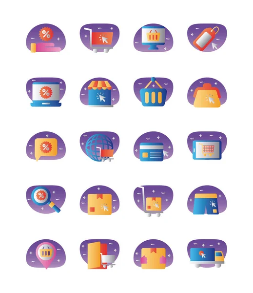 Bundle of commercial set icons — Stock Vector