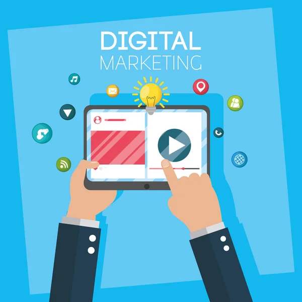 Tecnologia di marketing digitale con tablet — Vettoriale Stock