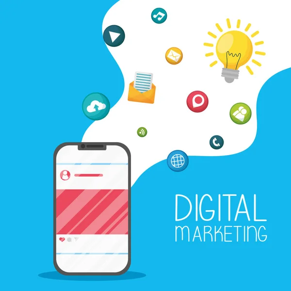 Tecnologia di marketing digitale con smartphone — Vettoriale Stock
