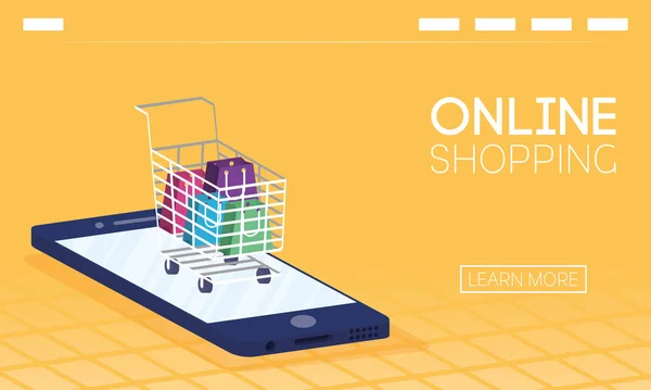 Zakupy online tech w smartfonie — Wektor stockowy