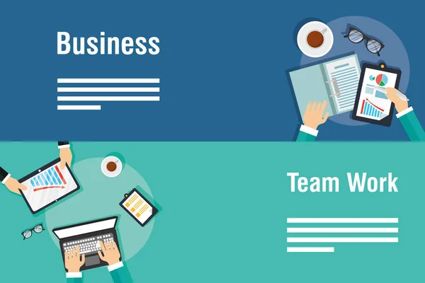 Business und Teamwork Banner mit Gadgets — Stockvektor