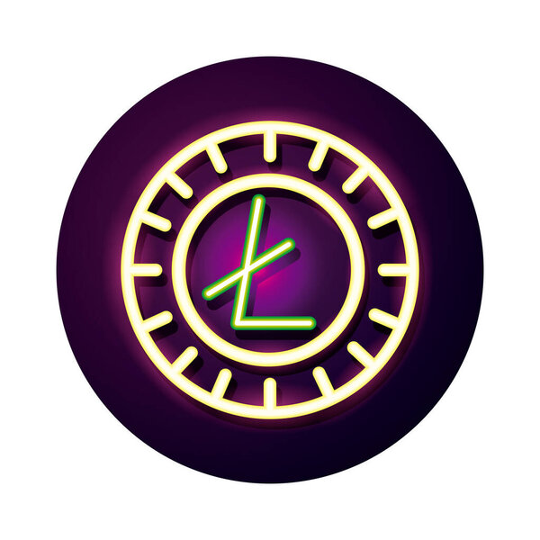 litecoin crypto currency neon style icon