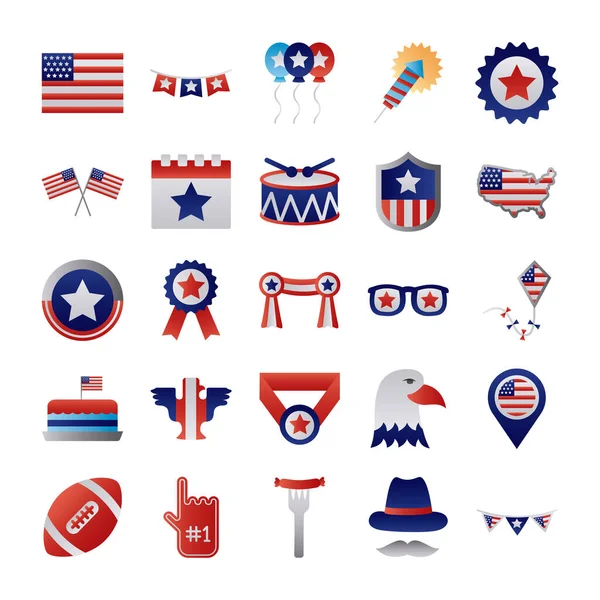 Paquete de iconos de conjunto de EE.UU. — Vector de stock
