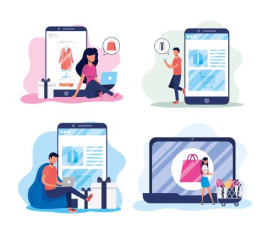 İnsanlar online alışveriş teknolojisi kullanıyorlar