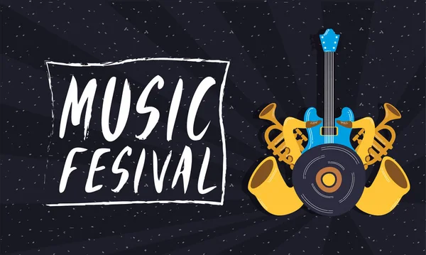 Müzik festivali davetiye posteri — Stok Vektör