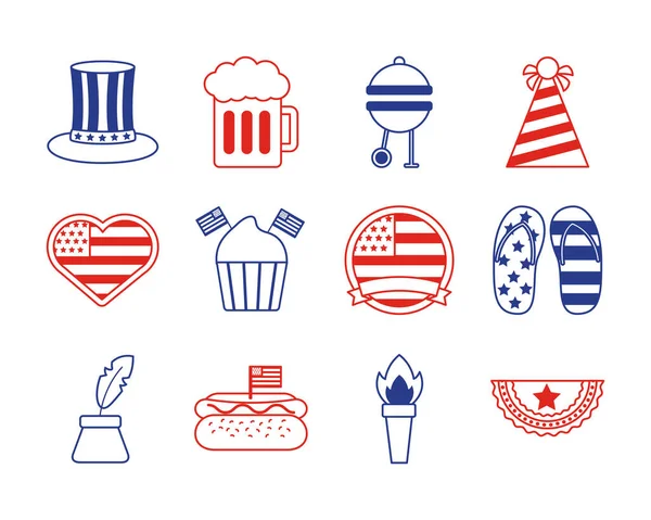 Bundle of usa set icons — Stock Vector