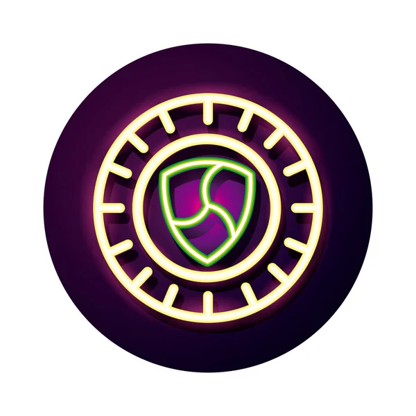 Nem munt crypto valuta neon stijl pictogram — Stockvector