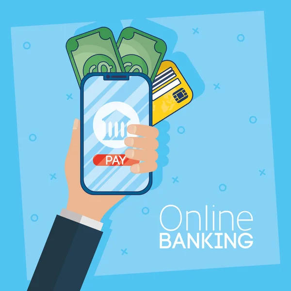 Banking online technology with smartphone — Stock Vector