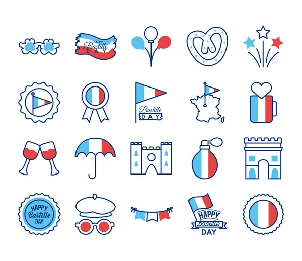 Paquet d'icônes du jour de la Bastille — Image vectorielle