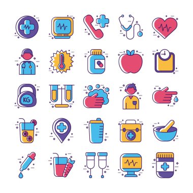 Sağlık ayarları simgeleri demeti