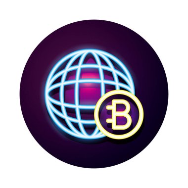 Küre kripto neon biçimli bitecoin