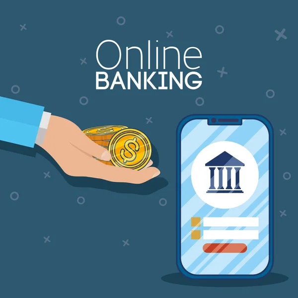 Bank online-teknik med smartphone — Stock vektor