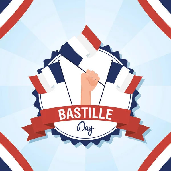 Celebración del día de la bastilla con banderas de Francia — Archivo Imágenes Vectoriales