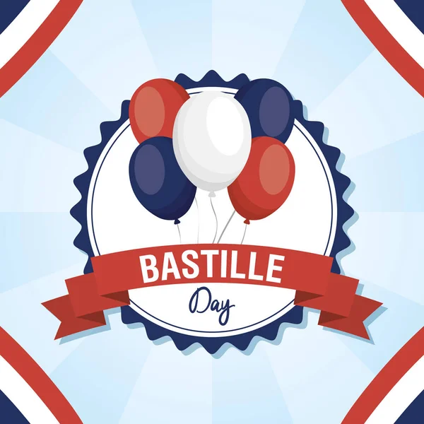Celebración del día de la bastilla con globos de helio — Vector de stock