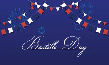 bastille day celebration with garlands and lettering clipart
