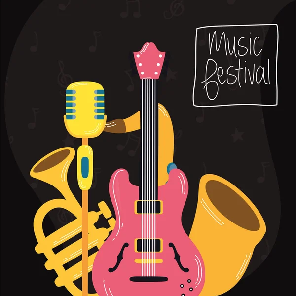 Musique festival animation invitation affiche — Image vectorielle