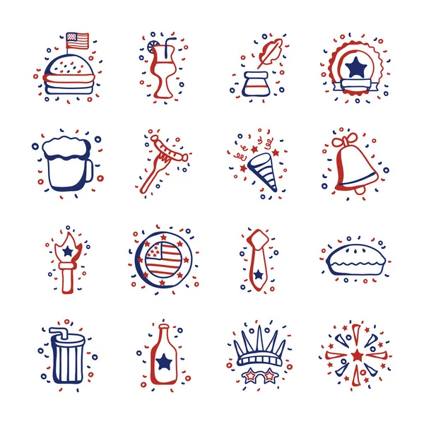 Bundel van usa set pictogrammen — Stockvector