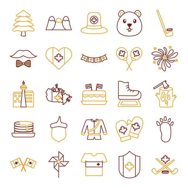 Bundle of canadian set icons — Stock Vector