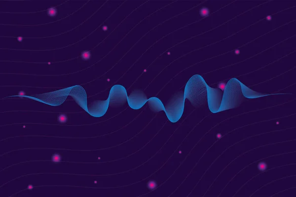 Μαύρα κύματα ηχούν μπλε φόντο — Διανυσματικό Αρχείο