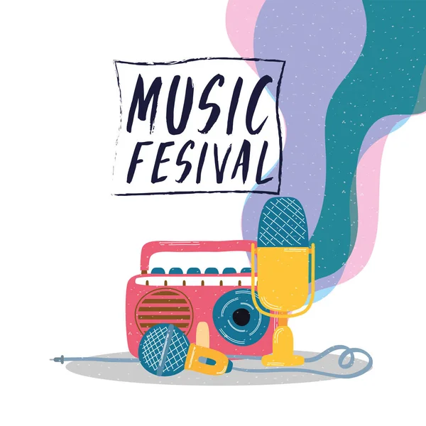 Müzik festivali davetiye posteri — Stok Vektör